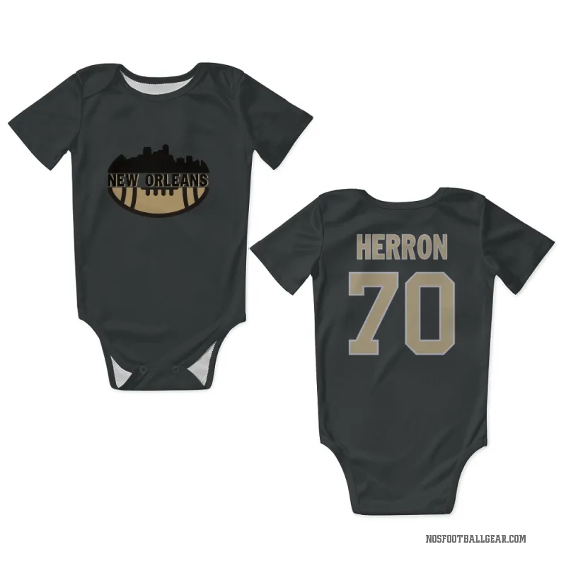 Alan Herron  Black New Orleans Saints  Newborn & Infant Bodysuit
