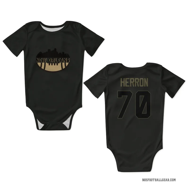Alan Herron  Black New Orleans Saints  Service Newborn & Infant Bodysuit