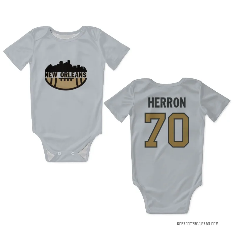 Alan Herron  Gold New Orleans Saints   White  Newborn & Infant Bodysuit