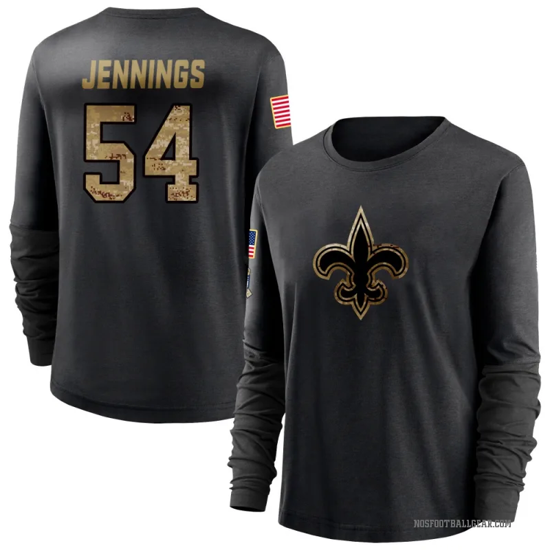 Anfernee Jennings Women's Black New Orleans Saints 2020 Salute To Service Sideline Performance Long Sleeve T-Shirt