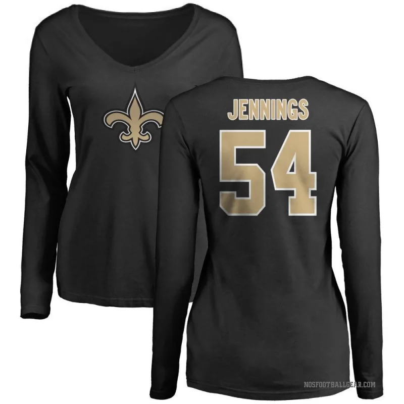 Anfernee Jennings Women's Black New Orleans Saints Logo Slim Fit Long Sleeve T-Shirt -