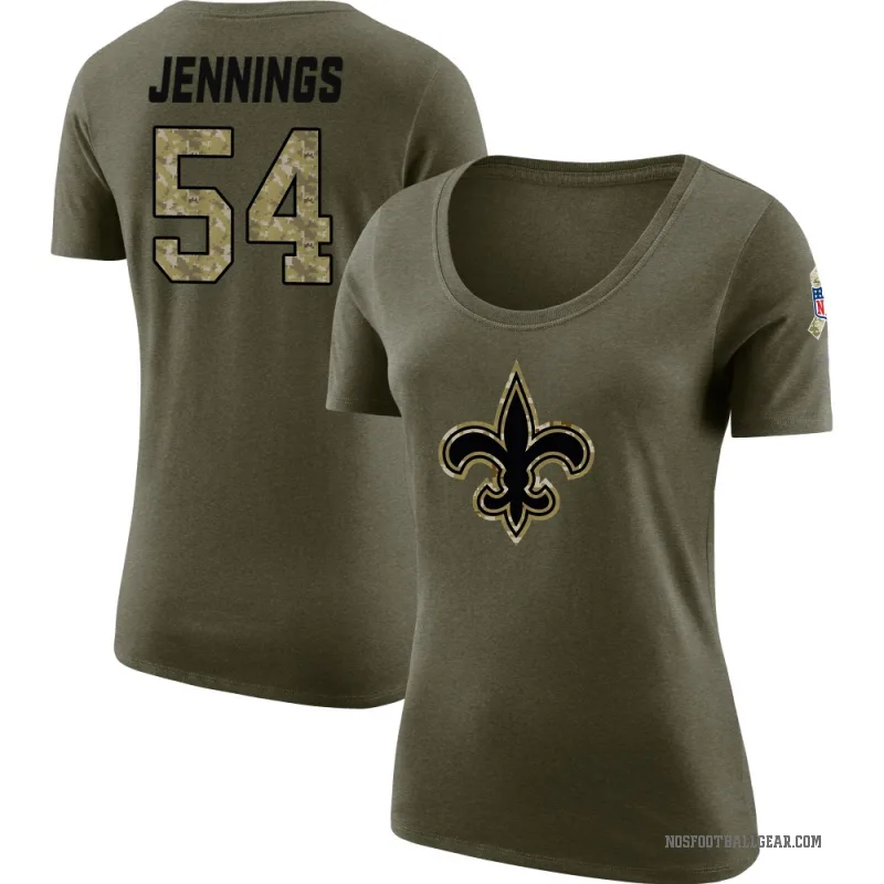 Anfernee Jennings Women's Olive New Orleans Saints Salute to Service Scoop Neck T-Shirt
