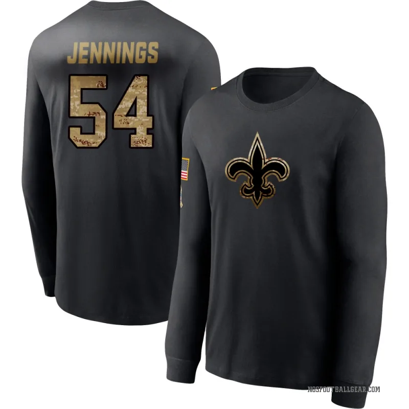 Anfernee Jennings Youth Black New Orleans Saints 2020 Salute To Service Sideline Performance Long Sleeve T-Shirt