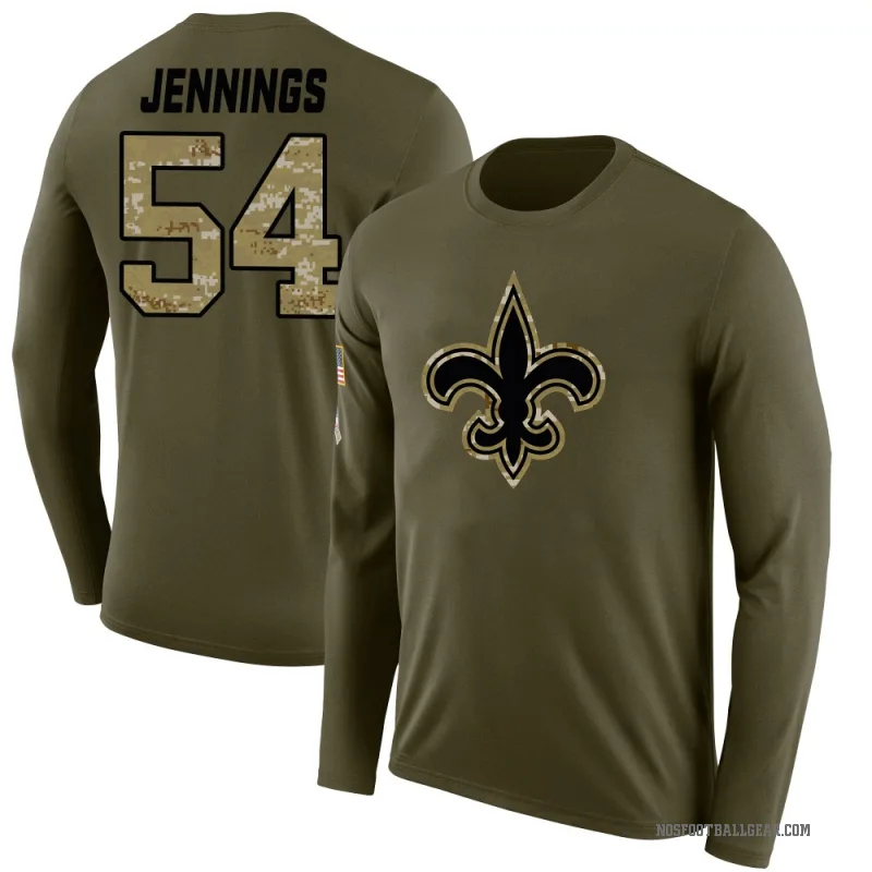Anfernee Jennings Youth Olive New Orleans Saints Salute to Service Sideline Long Sleeve T-Shirt