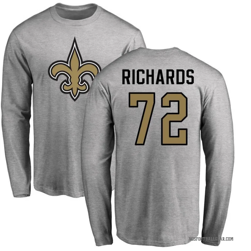 Asim Richards Men's Ash New Orleans Saints Logo Long Sleeve T-Shirt -