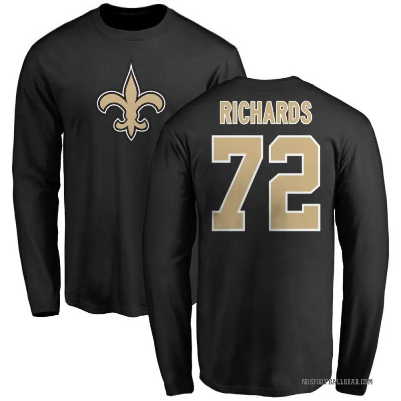Asim Richards Men's Black New Orleans Saints Logo Long Sleeve T-Shirt -
