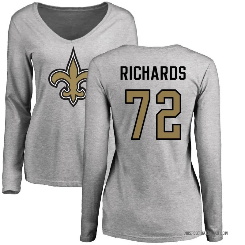 Asim Richards Women's Ash New Orleans Saints Logo Slim Fit Long Sleeve T-Shirt -