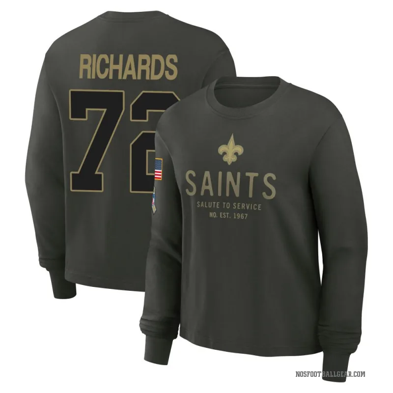 Asim Richards Women's Green New Orleans Saints Dark/ 2025 Salute to Service Sideline Long Sleeve T-Shirt