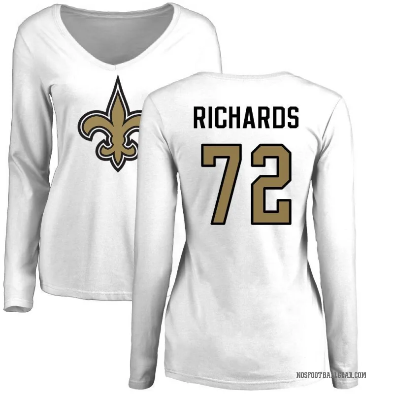 Asim Richards Women's White New Orleans Saints Logo Slim Fit Long Sleeve T-Shirt -