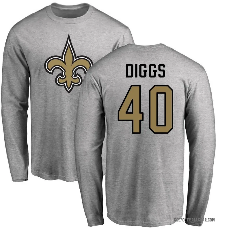 Fadil Diggs Men's Ash New Orleans Saints Logo Long Sleeve T-Shirt -