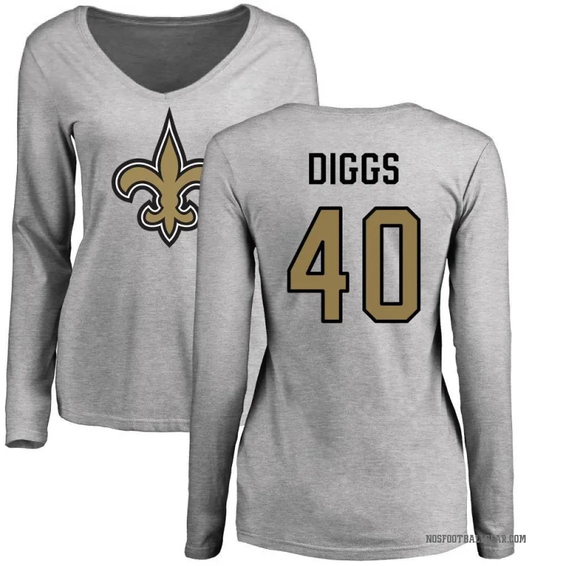 Fadil Diggs Women's Ash New Orleans Saints Logo Slim Fit Long Sleeve T-Shirt -