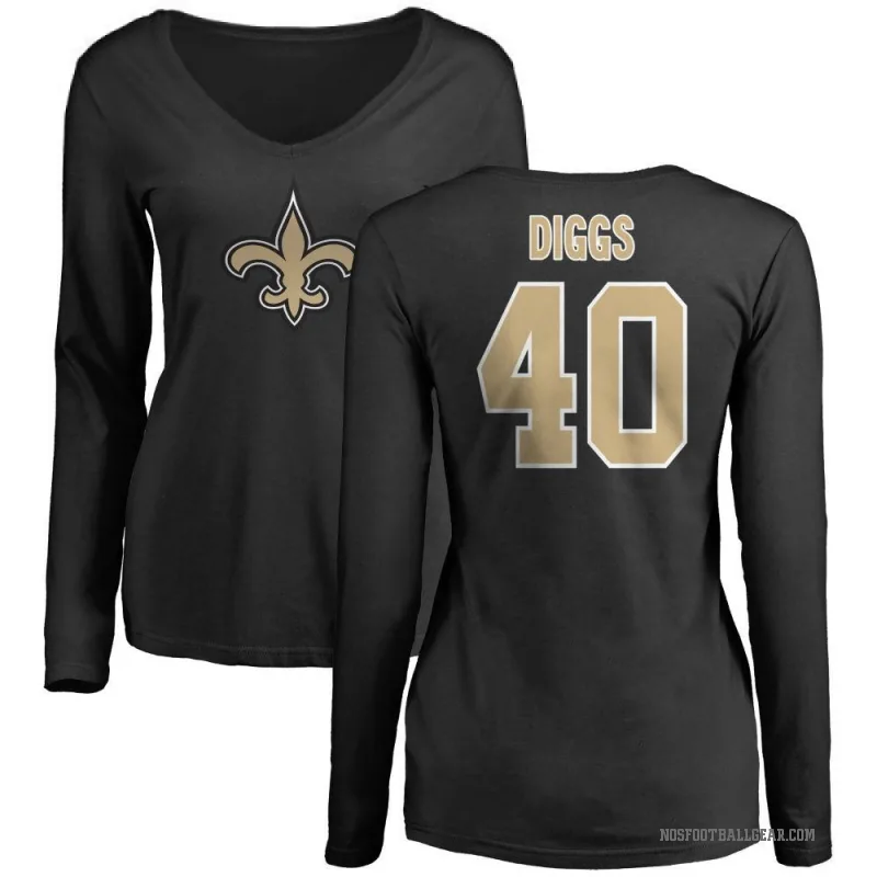 Fadil Diggs Women's Black New Orleans Saints Logo Slim Fit Long Sleeve T-Shirt -