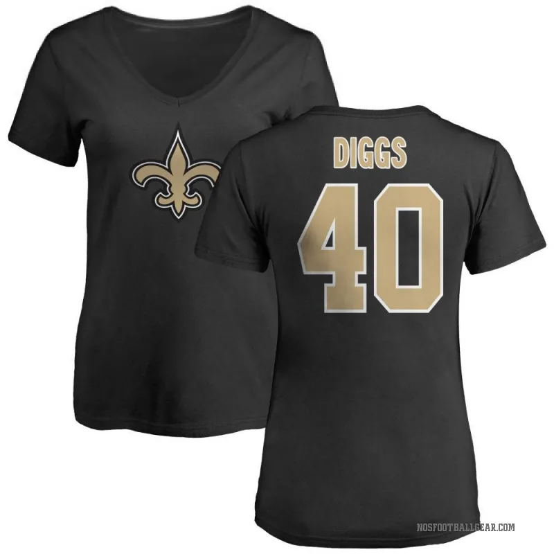 Fadil Diggs Women's Black New Orleans Saints Logo Slim Fit T-Shirt -