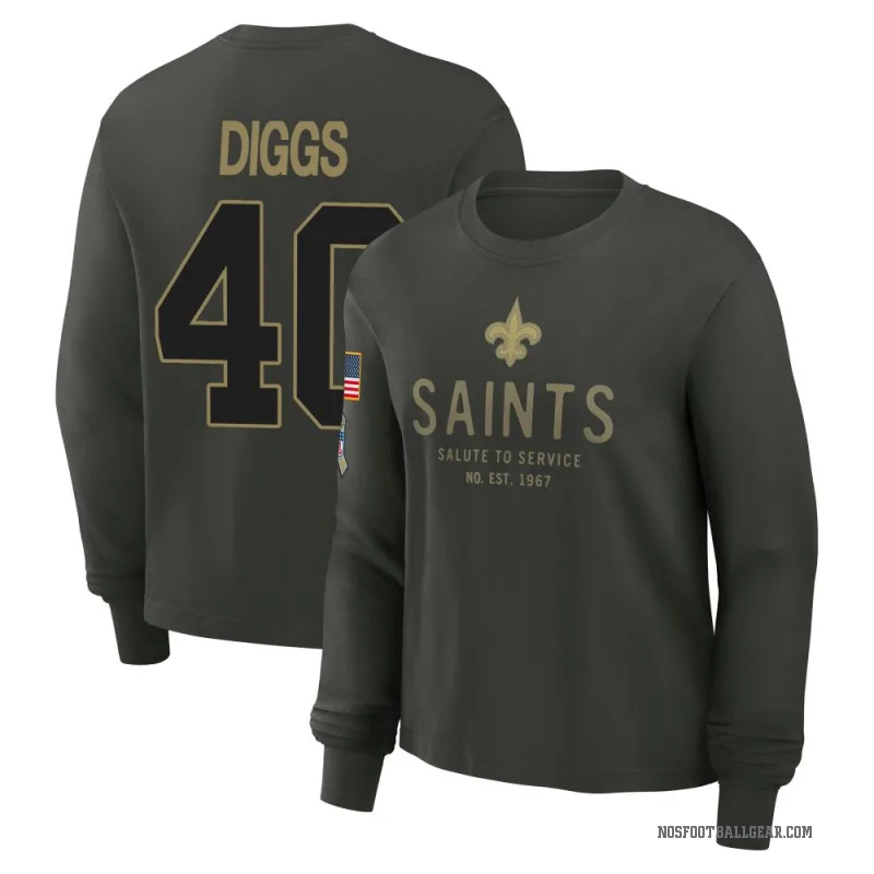 Fadil Diggs Women's Green New Orleans Saints Dark/ 2025 Salute to Service Sideline Long Sleeve T-Shirt