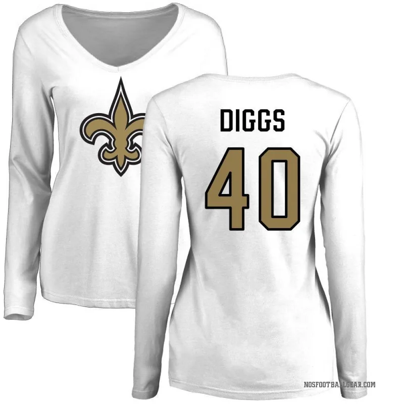 Fadil Diggs Women's White New Orleans Saints Logo Slim Fit Long Sleeve T-Shirt -
