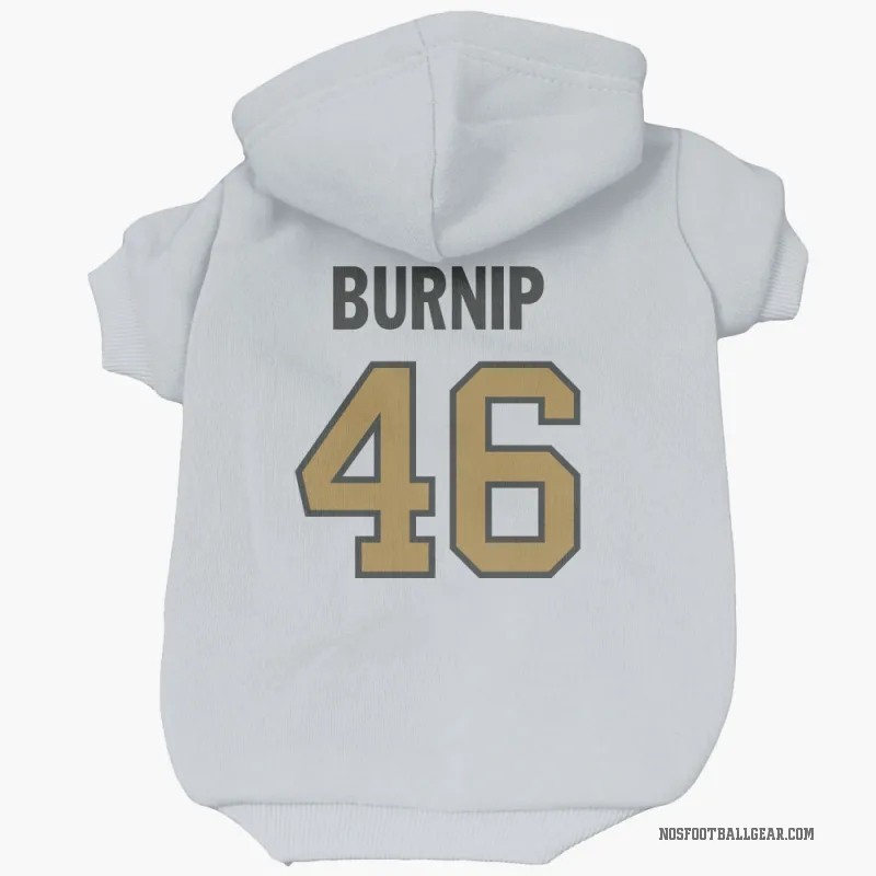 James Burnip  Gold New Orleans Saints   White  Cat & Dog Pet Hoodie