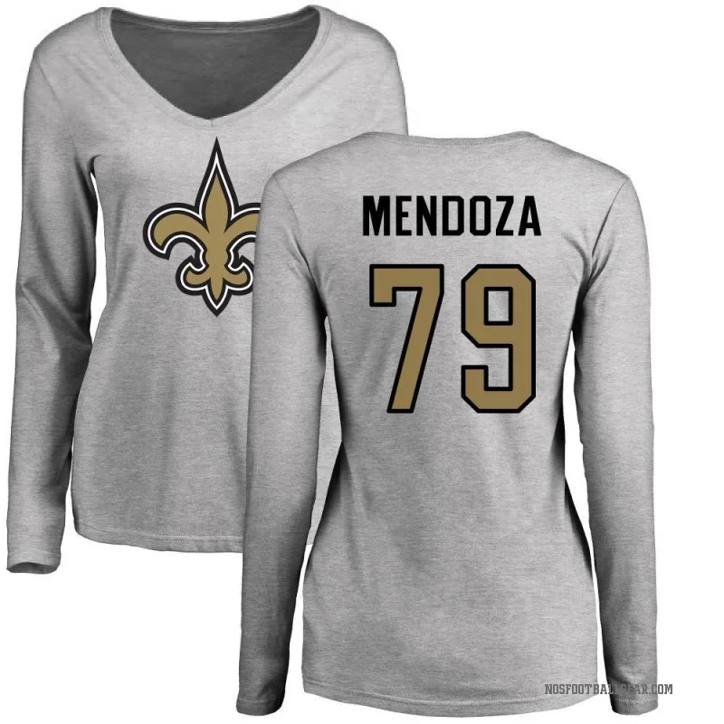 Jonathan Mendoza Women's Ash New Orleans Saints Logo Slim Fit Long Sleeve T-Shirt -