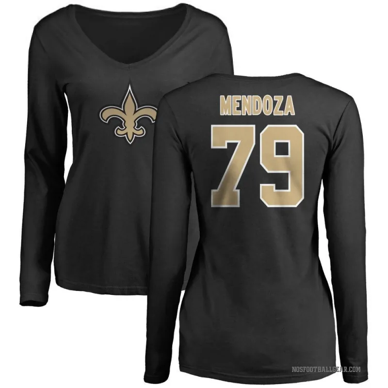 Jonathan Mendoza Women's Black New Orleans Saints Logo Slim Fit Long Sleeve T-Shirt -