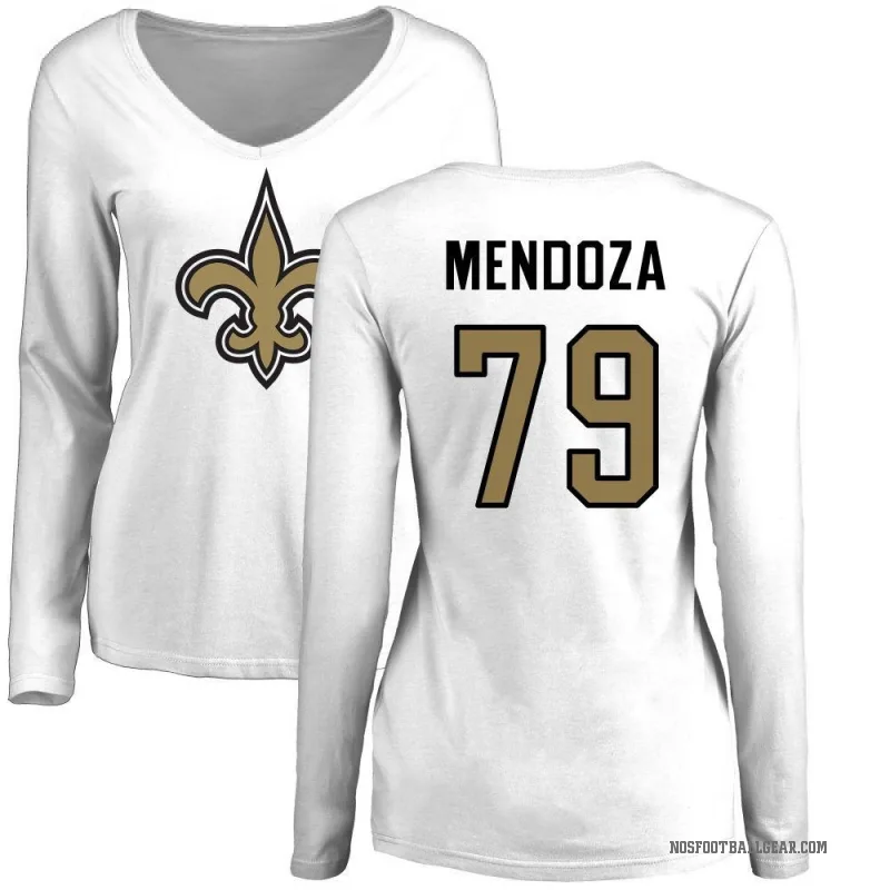 Jonathan Mendoza Women's White New Orleans Saints Logo Slim Fit Long Sleeve T-Shirt -
