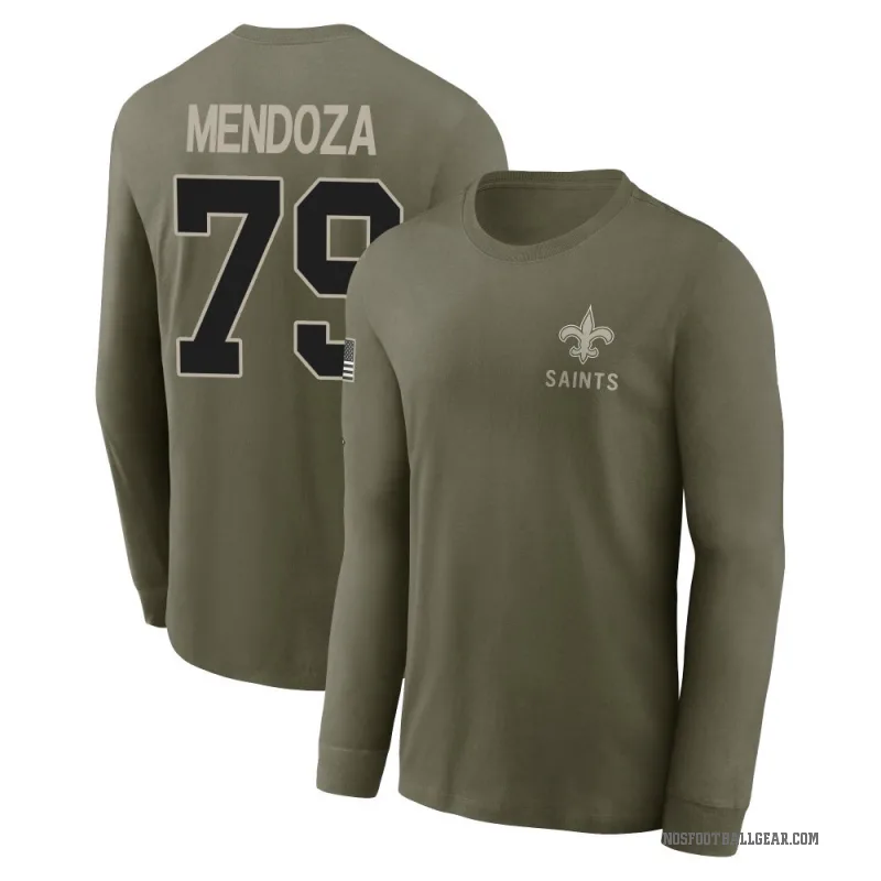 Jonathan Mendoza Youth Olive New Orleans Saints 2025 Salute to Service Sideline Long Sleeve T-Shirt