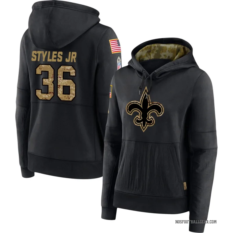 Lorenzo Styles Jr. Women's Black New Orleans Saints 2020 Salute to Service Sideline Performance Pullover Hoodie