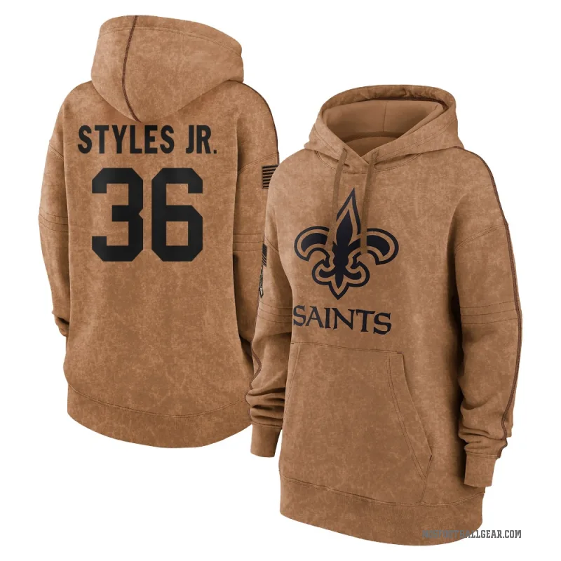Lorenzo Styles Jr. Women's Brown New Orleans Saints 2023 Salute To Service Pullover Hoodie