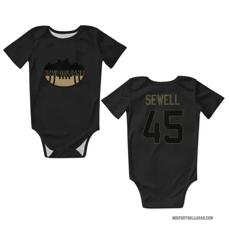 Nephi Sewell  Black New Orleans Saints  Service Newborn & Infant Bodysuit
