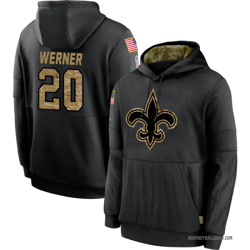 Pete Werner Men's Black New Orleans Saints 2020 Salute to Service Sideline Performance Pullover Hoodie