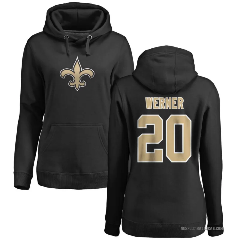 Pete Werner Women's Black New Orleans Saints Pro Line Logo Pullover Hoodie