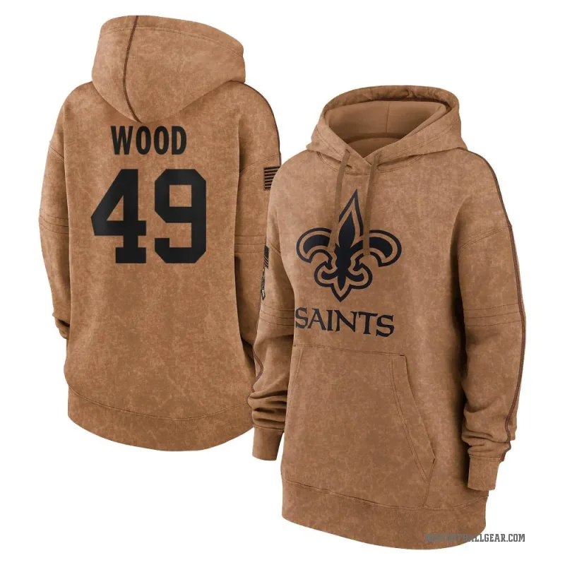 Zach Wood Women's Brown New Orleans Saints 2023 Salute To Service Pullover Hoodie